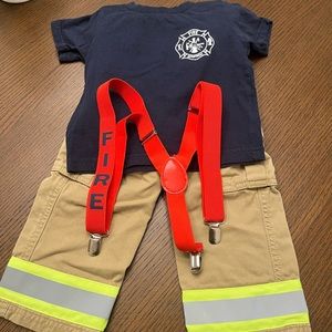 Toddler 2t firefighter Halloween costume with suspenders